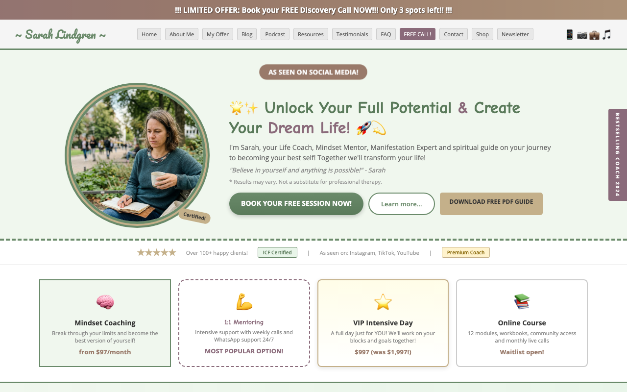 Before: generic coach website